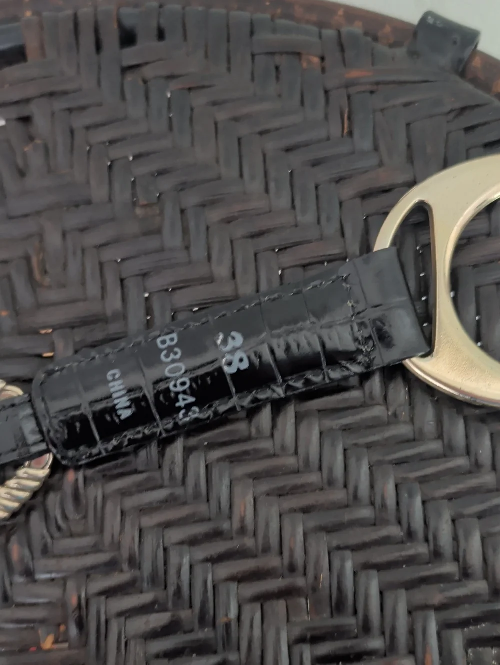 Brighton 38 Black Embossed Leather Silver Chain Link Belt Western Concho B30943